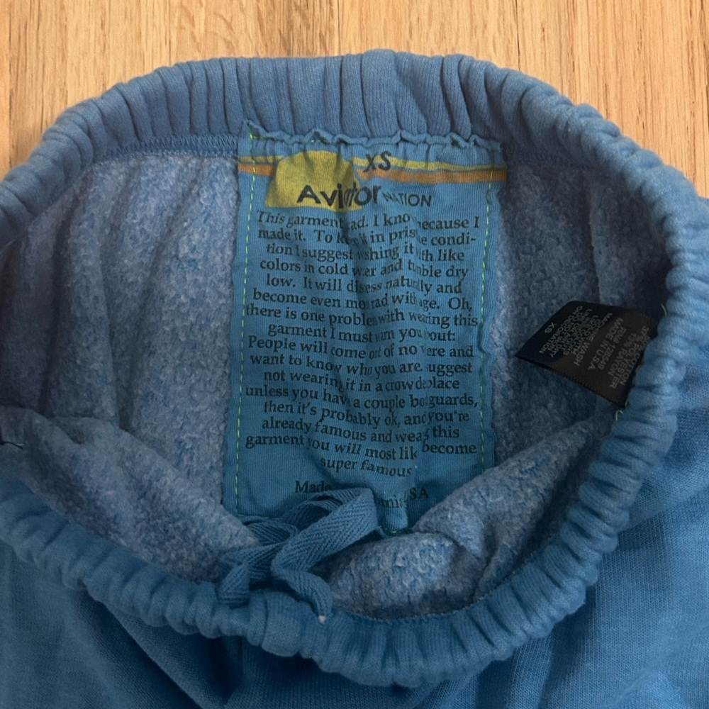 Aviator Nation Sky Blue Joggers size extra small .Never worn. Perfect condition
